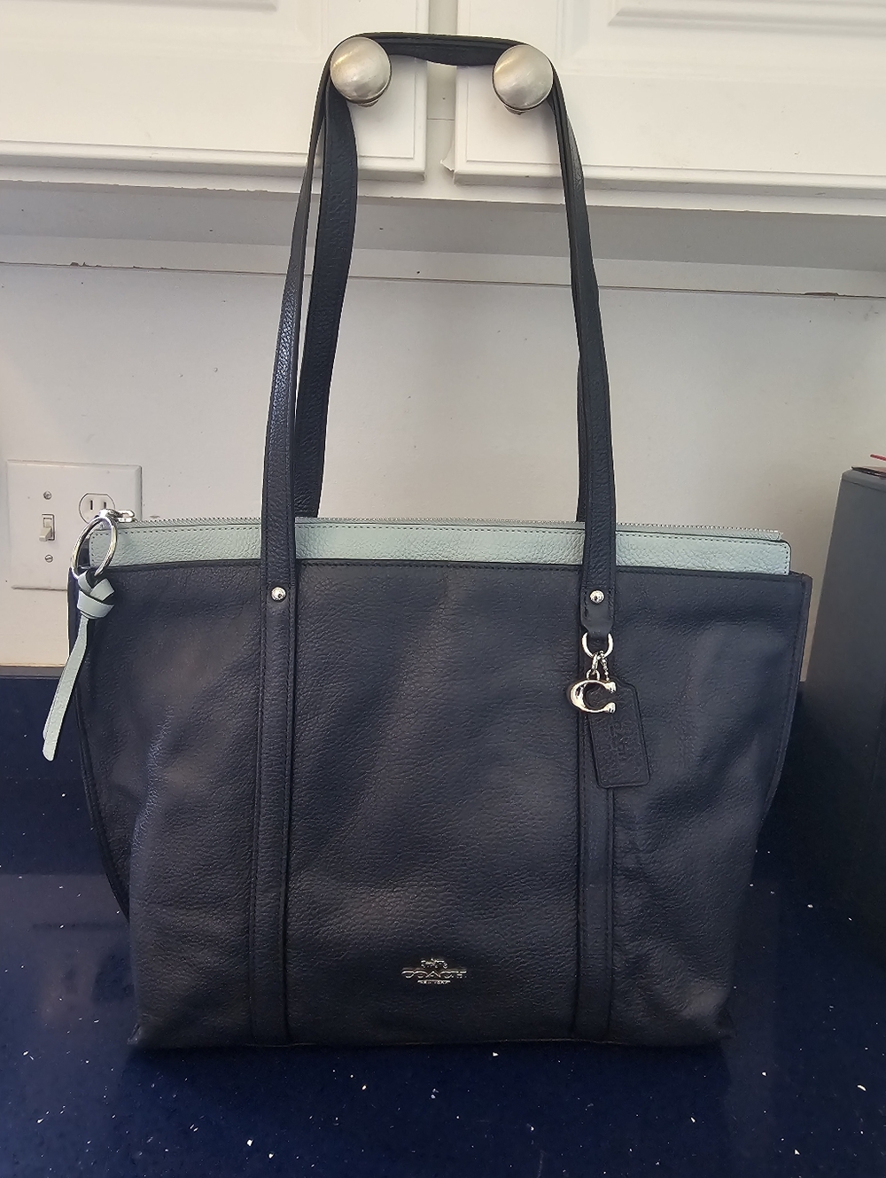 Coach May Tote In 2 Toned Blue 1573